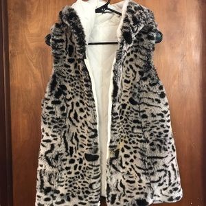 Hooded fur vest